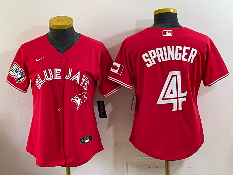 women 2026 Toronto Blue Jays #4 Springer red Game Nike MLB Jersey 0716003